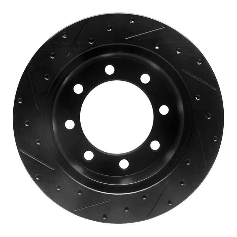 Ford E-150 Econoline Brake Rotor (1) - Rear Right - R1 Concepts - Drilled & Slotted - Black - `99-`07